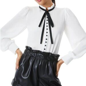 ALICE + OLIVIA Zina Button Down Neck Tie Blouse Size XS